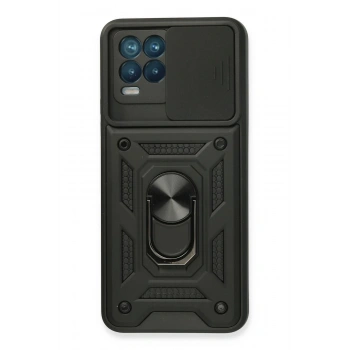 Realme 8 Kılıf Pars Lens Yüzüklü Silikon - Siyah