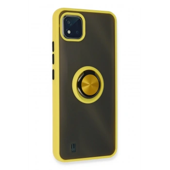 Realme C11 2021 Kılıf Montreal Yüzüklü Silikon Kapak - Sarı