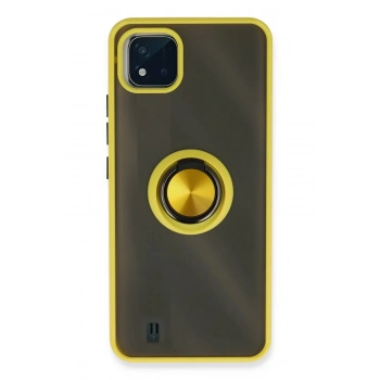 Realme C11 2021 Kılıf Montreal Yüzüklü Silikon Kapak - Sarı