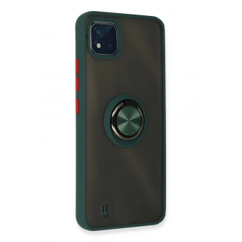 Realme C11 2021 Kılıf Montreal Yüzüklü Silikon Kapak - Yeşil