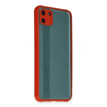 Realme C11 Kılıf Miami Şeffaf Silikon - Kırmızı