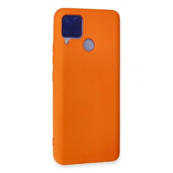 Realme C15 Kılıf Nano içi Kadife Silikon - Turuncu