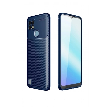 Realme C21 Kılıf Auto Focus Karbon Kapak - Lacivert
