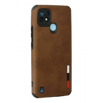Realme C21 Kılıf Loop Deri Silikon - Kahverengi