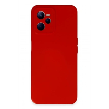 Realme C35 Kılıf Nano içi Kadife Silikon - Kırmızı