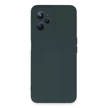 Realme C35 Kılıf Nano içi Kadife Silikon - Koyu Yeşil