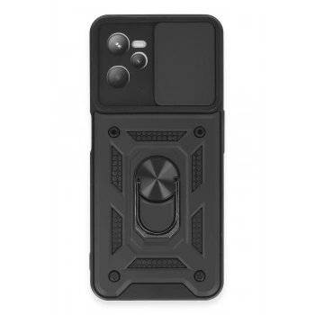 Realme C35 Kılıf Pars Lens Yüzüklü Silikon - Siyah