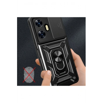 Realme C55 Kılıf Pars Lens Yüzüklü Silikon - Kırmızı