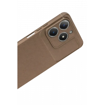 Realme C61 Kılıf Auto Focus Karbon Kapak - Kahverengi