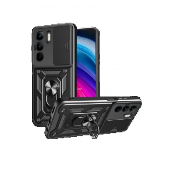 Realme C75 4G Kılıf Pars Lens Yüzüklü Silikon - Siyah