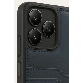 Realme Note 50 4G Kılıf Sara Kartvizitli Deri Kılıf - Lacivert