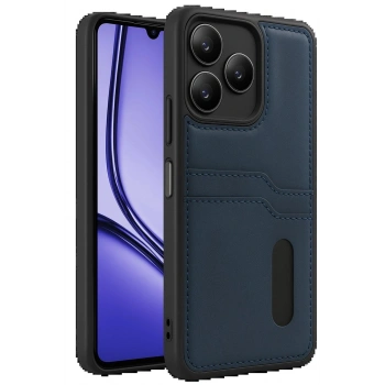 Realme Note 50 4G Kılıf Sara Kartvizitli Deri Kılıf - Lacivert