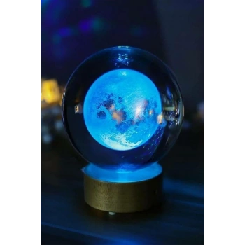 Renk Değiştiren Led Işıklı Dolunay Pilli Cam Küre 6 cm