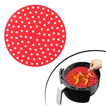 Renkli Isıya Dayanıklı Yıkanılabilir Silikon Fırın Ve Airfryer Yuvarlak Pişirme Matı 20 Cm (4887)