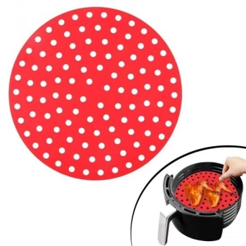 Renkli Isıya Dayanıklı Yıkanılabilir Silikon Fırın Ve Airfryer Yuvarlak Pişirme Matı 23 Cm (4887)