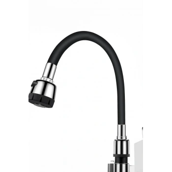 Renkli Silikonlu Oynar Başlıklı 2 Fonksiyonlu Spiral Musluk Başlığı - Siyah (4887)