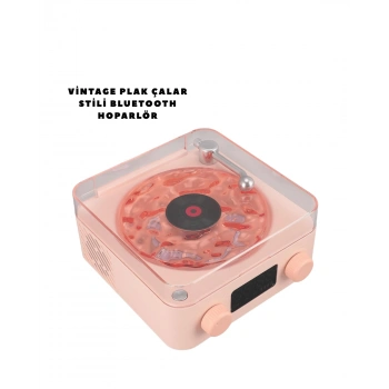 Retro Bluetooth Hoparlör PEMBE