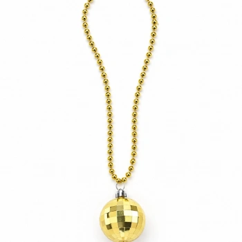 Retro Disko Topu Şekilli 80ler 90lar Altın Renk Plastik Kolye