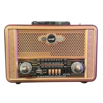 Retro, Nostaljik, Ahşap Tasarım Bluetooth Hoparlörlü, Şarjlı, Taşınabilir Otantik Tasarımlı FM/AM Destekli Radyo NS8098 (4887)