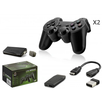 Retro Oyun Stick Hdmi Çift Gamepad Seti 2.4G Kablosuz - Siyah HD327
