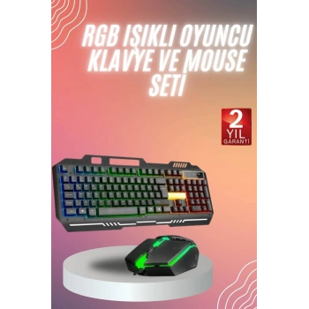 Rgb Işıklı Gaming Oyuncu Klavye Q Klavye Mouse Hediyeli