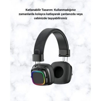 Rgb Işıklı Katlanabilir Bluetooth 5.3 Kulak Üstü Kulaklık