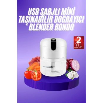 Rondo Doğrayıcı 250 Ml Taşınabilir Usb Şarjlı Pratik El Rondo Blender