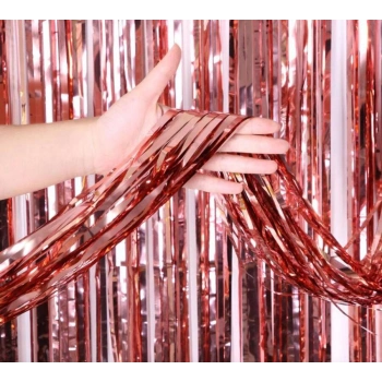 Rose Gold Püsküllü Kapı Perdesi - Parti, Bekarlığa Veda, Doğum Günü 1x2 m