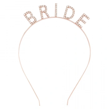 Rose Gold Renk Bekarlığa Veda Kristal Taş Bride Tacı İthal 16x10 cm