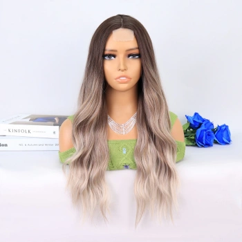 Rus Kumralı Beyaz Platin Ombre ve Röfleli Tül Peruk