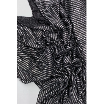 Sakallı Çizgili Pullu Kumaş  Pullu Payet Kumaş Abiye Nişan Düğün Siyah