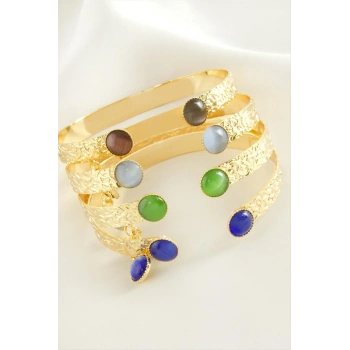 Sallantılı Cam Taşlı Kelepçe Bileklik