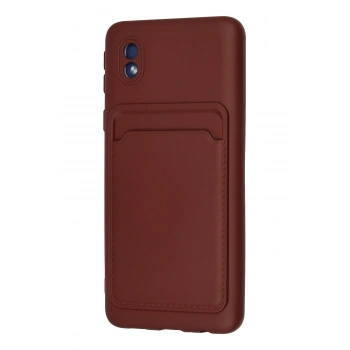 Samsung Galaxy A01 Core Kılıf Kelvin Kartvizitli Silikon - Bordo