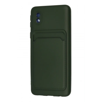 Samsung Galaxy A01 Core Kılıf Kelvin Kartvizitli Silikon - Koyu Yeşil