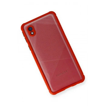 Samsung Galaxy A01 Core Kılıf Miami Şeffaf Silikon - Kırmızı