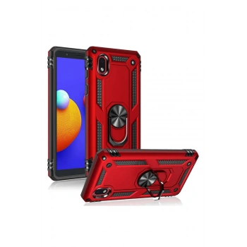 Samsung Galaxy A01 Core Kılıf Sofya Yüzüklü Silikon Kapak - Kırmızı