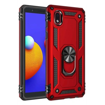 Samsung Galaxy A01 Core Kılıf Sofya Yüzüklü Silikon Kapak - Kırmızı