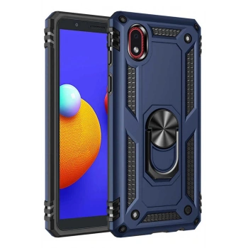 Samsung Galaxy A01 Core Kılıf Sofya Yüzüklü Silikon Kapak - Lacivert
