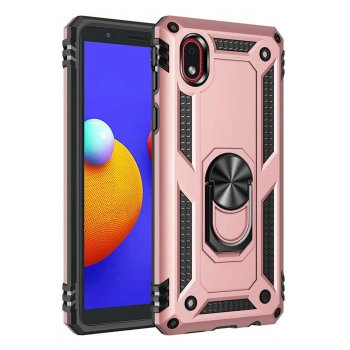 Samsung Galaxy A01 Core Kılıf Sofya Yüzüklü Silikon Kapak - Rose