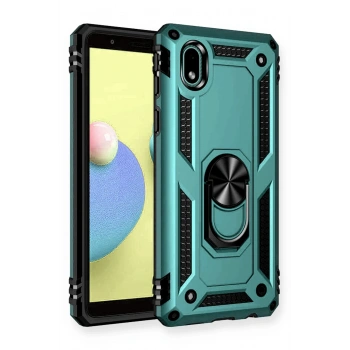Samsung Galaxy A01 Core Kılıf Sofya Yüzüklü Silikon Kapak - Yeşil