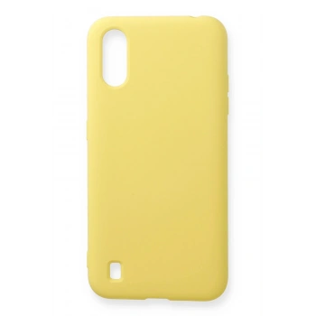 Samsung Galaxy A01 Kılıf Nano içi Kadife Silikon - Sarı
