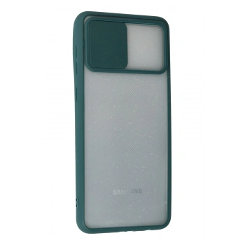 Samsung Galaxy A02 Kılıf Palm Buzlu Kamera Sürgülü Silikon - Yeşil