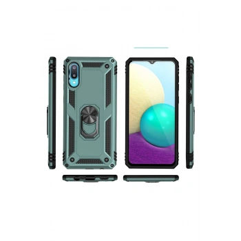 Samsung Galaxy A02 Kılıf Sofya Yüzüklü Silikon Kapak - Yeşil