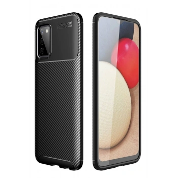 Samsung Galaxy A02S Kılıf Auto Focus Karbon Kapak - Siyah
