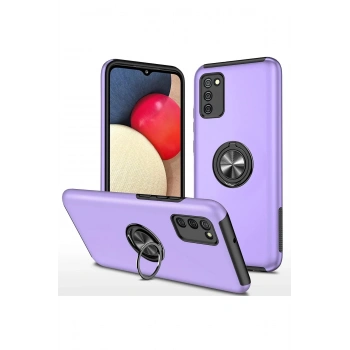 Samsung Galaxy A02S Kılıf Elit Yüzüklü Kapak - Mor