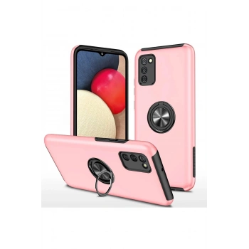 Samsung Galaxy A02S Kılıf Elit Yüzüklü Kapak - Pembe