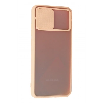 Samsung Galaxy A02S Kılıf Palm Buzlu Kamera Sürgülü Silikon - Pembe