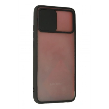 Samsung Galaxy A02S Kılıf Palm Buzlu Kamera Sürgülü Silikon - Siyah
