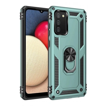 Samsung Galaxy A02S Kılıf Sofya Yüzüklü Silikon Kapak - Yeşil