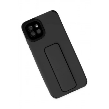 Samsung Galaxy A03 Kılıf Mega Standlı Silikon - Siyah